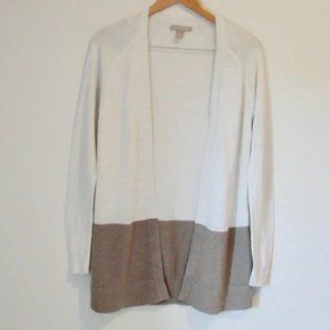 Banana Republic Linen Knit Open Front Sweater Cardigan Cream Tan Size Small